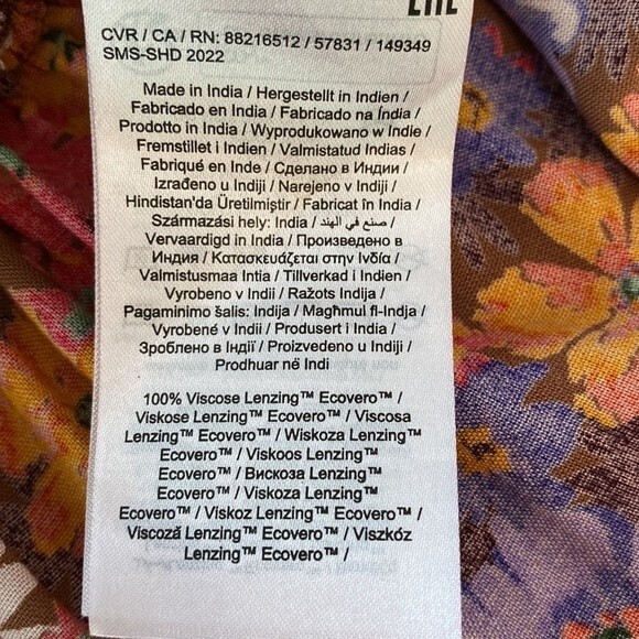 Vero Moda Multicolor Floral Peplum Smocked Top Ruffle Tie Sleeve Keyhole Back - Picture 11 of 15